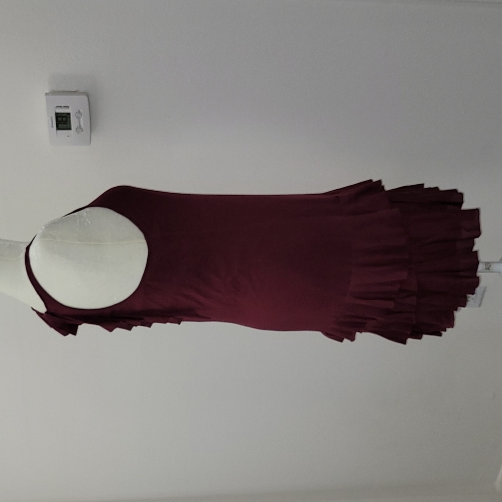 Juicy Couture Burgundy Ruffle Tiered Bottom Mini Summer Dress Size Small GUC - Picture 12 of 16